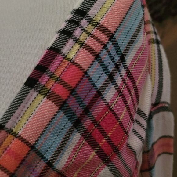 Lane Bryant Popover Top Tunic Pink White Plaid Cottage Western Size 26 28 SOFT - Picture 3 of 8